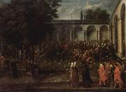 Jean-Baptiste Van Mour Der Gesandte Cornelis Calkoen begibt sich zur Audienz beim Sultan Ahmed III. Spain oil painting artist
